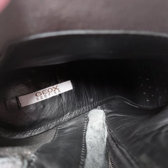 GEOX Respira Black Leather Women's Ankle Boots Size 39 8.5 Heels - Picture 8 of 9